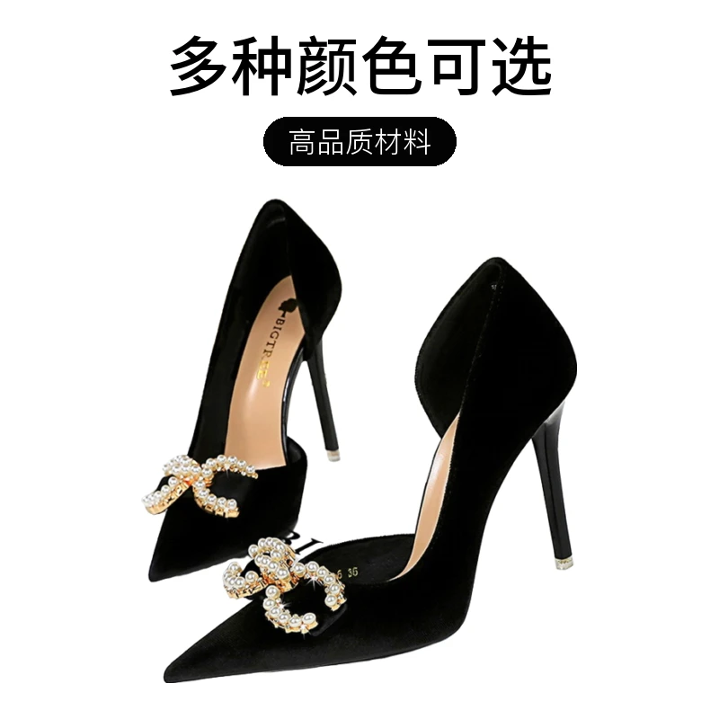 内外全真皮2024秋季新款尖头高跟女单鞋欧美风时尚百搭女神款女鞋