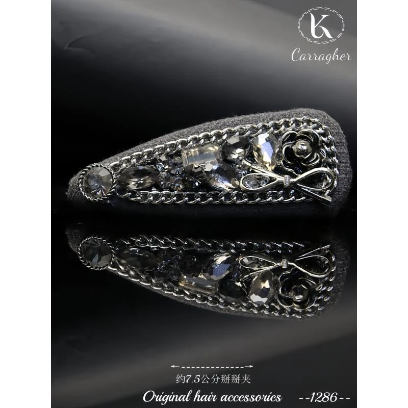 122拉格斐格雷灰满钻小香风掰掰夹1540