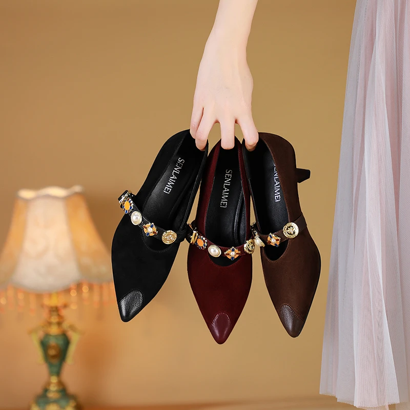 SLM/森莱美羊皮/3CM/33-40/8737超软真皮浅口低鞋气质百搭尖头鞋