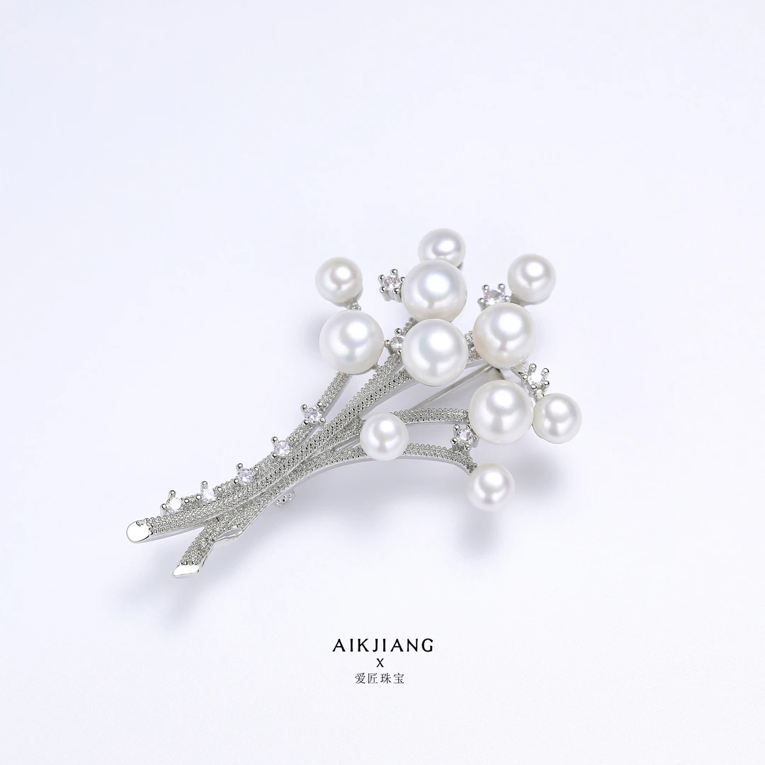 AIKJIANG/爱匠【捧花教主】淡水珍珠高定款重工胸针小众设计微瑕W