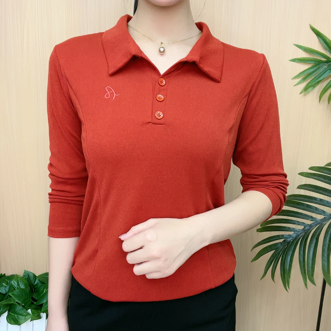 1309-4秋季新款长袖上衣V领纽扣长袖