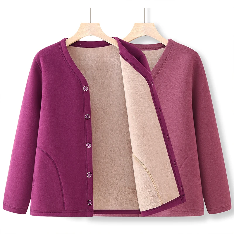 奶奶外套秋冬妈妈内胆背心加绒老太太上衣服老年人冬装长袖保暖女