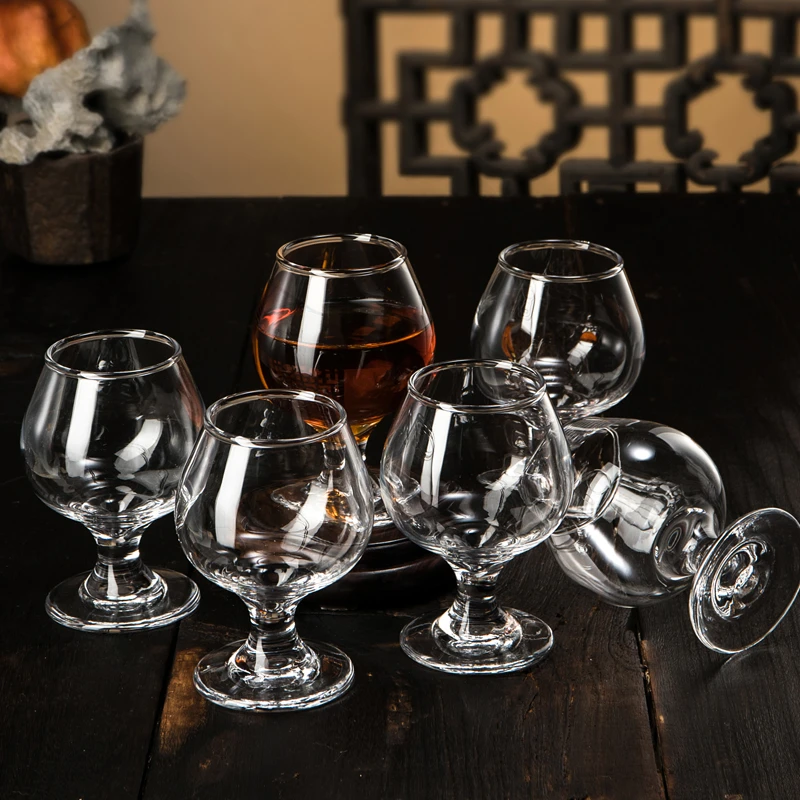 6只装家用玻璃红酒杯洋酒葡萄酒杯白酒杯加厚矮脚白兰地杯仙桃杯