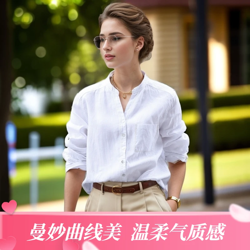 短袖白色衬衫女上衣长袖V领衬衣小衫气质时尚高级感