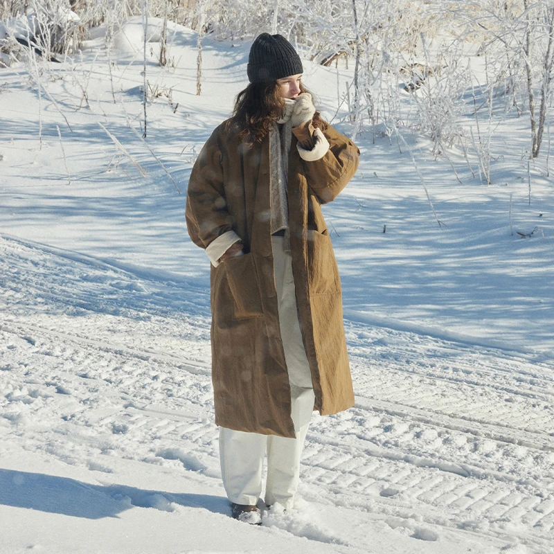 韩国面料半圆冬季长款高端洋气风衣式冬季羽绒服女款