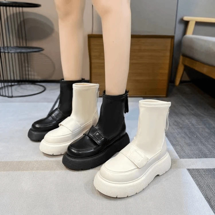 2【断码甩】厚底马丁靴女秋冬新款冬季加绒英伦风时尚短靴切尔西女