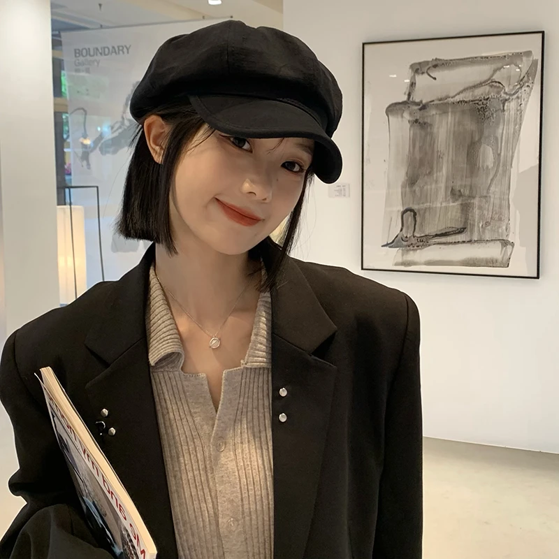 帽子假发女2025秋冬爆款蓓蕾帽波波头时尚短直发一体式假发套长发