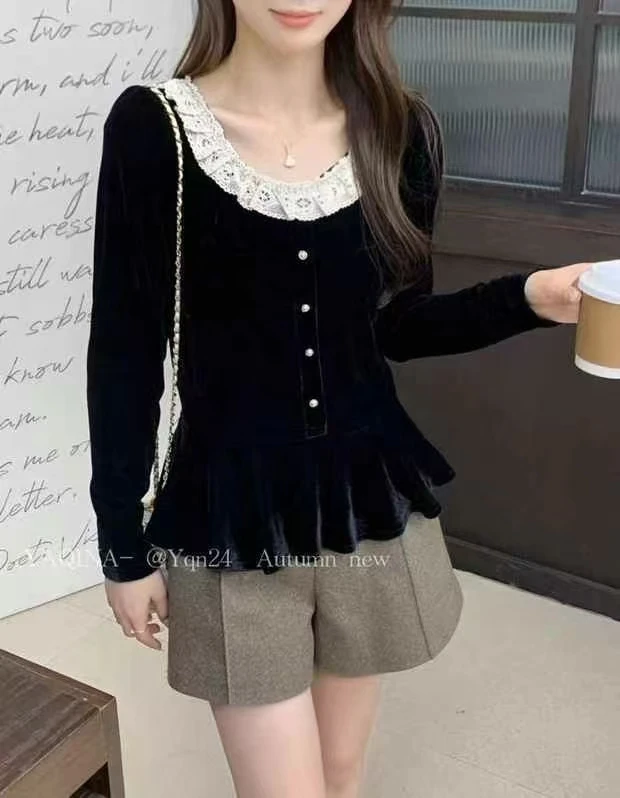 〖铃铛精选〗花边时尚金丝绒体血