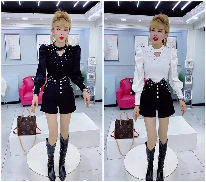 圆领打珠泡泡袖，款式大方百搭不挑人