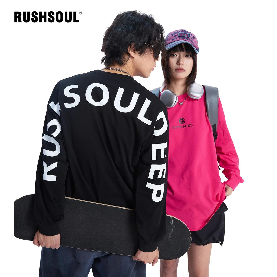 【福利】字母后面印花宽松休闲衣服百搭秋款潮牌百搭上衣长袖T恤