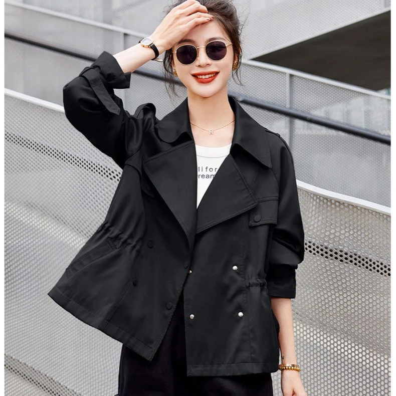 小个子气质风衣女2024春秋新款百搭时尚欧货爆款收腰显瘦短款外套