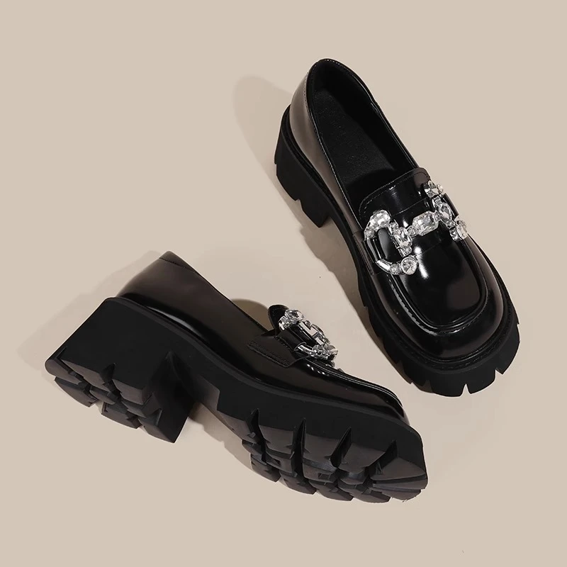 PinkAvril法式粗跟厚底玛丽珍女鞋小皮鞋乐福鞋单鞋女秋季款女鞋