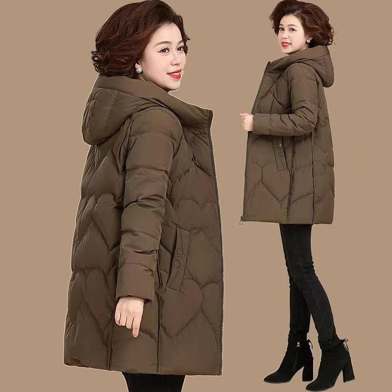 波司澄妈妈羽绒棉服中长款大码新款老年人棉袄中年女冬装外套棉