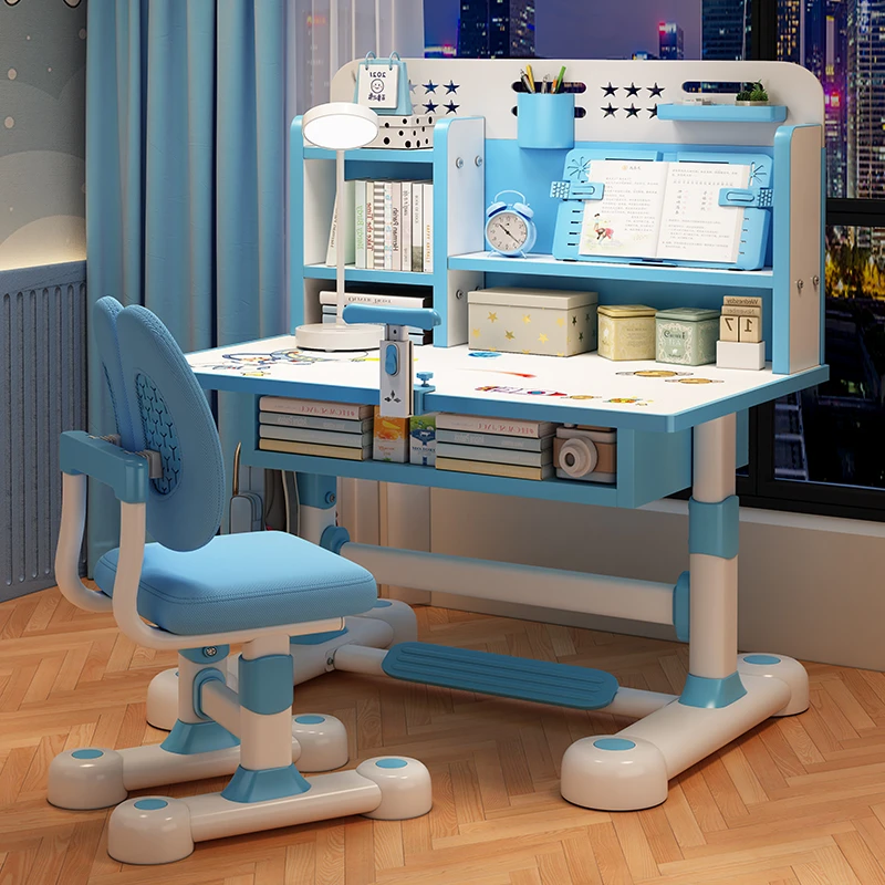 【厂家直销】小孩书桌椅子书架可升降儿童学习桌椅写字台家用学习桌