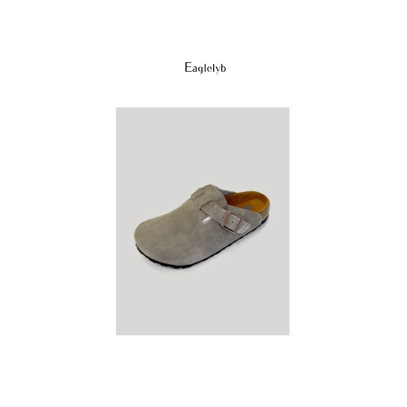 Eaglelyb 【东莞波哥】软木真皮休闲软底居家外穿包头拖