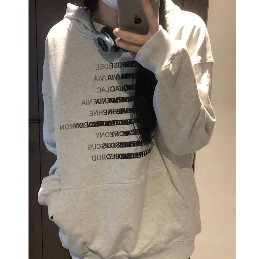 秋冬季连帽卫衣女韩版长袖加厚卫衣美式宽松百搭oversize上衣外套