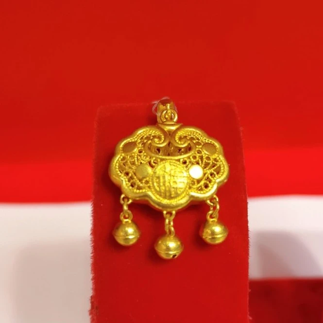【金展珠宝】足金  古法福锁吊坠