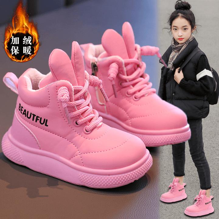 女童棉鞋2024新款秋冬季儿童二棉保暖加绒运动冬鞋小童宝宝雪地靴