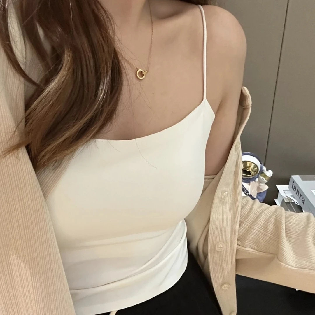 【CiCi】时尚百搭女无袖吊带背心打底一体杯美背D1370