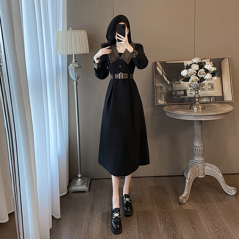 高级感法式气质连衣裙秋冬新款爆款洋气时髦高腰显瘦外出约会裙子