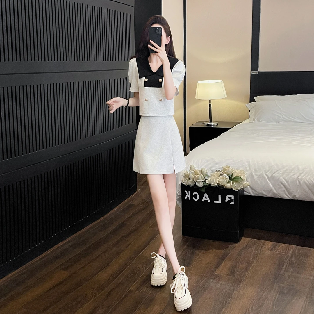小香风时尚套装裙女夏季新款洋气减龄显瘦短款女士高级感两件套