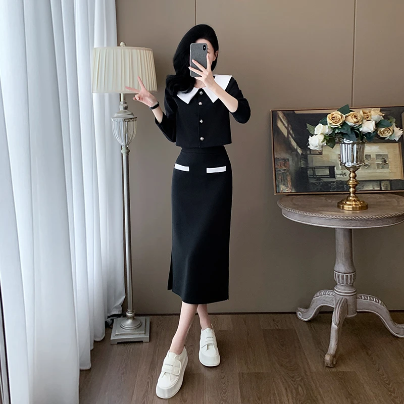 高档休闲时尚套装裙女春秋新款洋气遮肉显瘦高级感外出裙子两件套