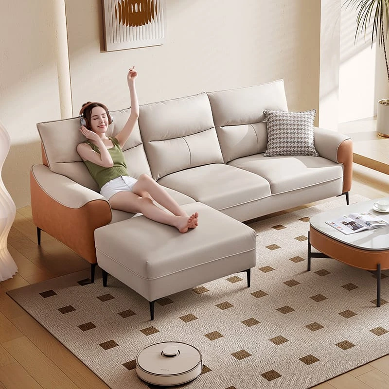 芝华仕现代简约科技布艺沙发客厅家用小户型直排奶油风家具6302