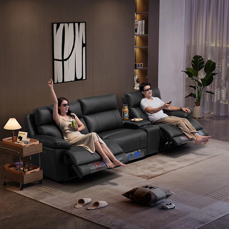 头等舱现代简约真皮电动多功能沙发家用客厅大黑牛影院沙发30168