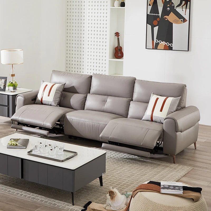 线下同款 芝华仕头等舱现代轻奢真皮客厅沙发电动直排三人位50893