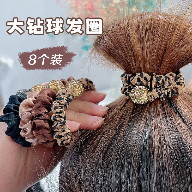 新款气质水钻圆球头绳大肠发圈发绳高弹力耐用扎头发皮筋女