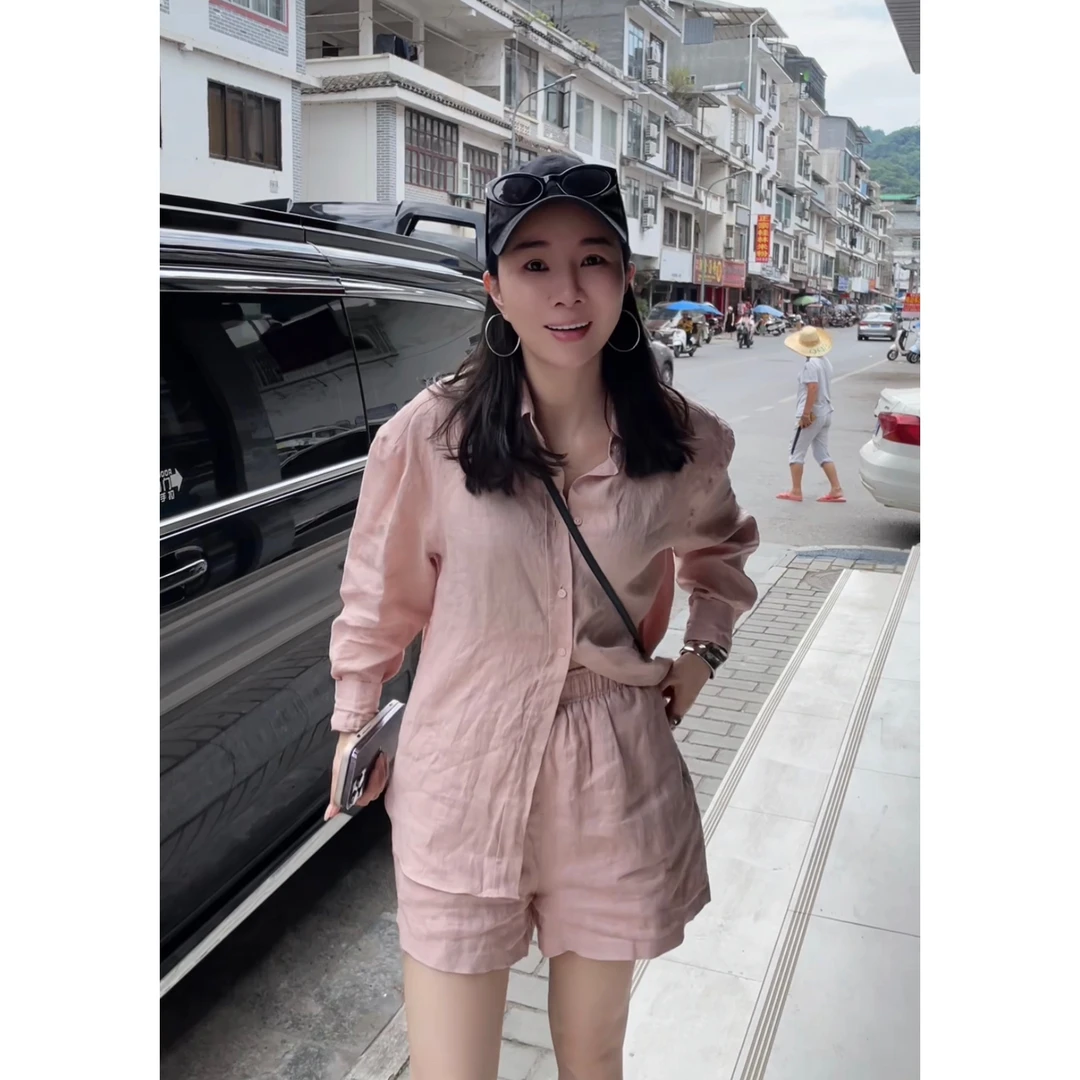 【NO退NO换】KIKI私服 夏季轻薄防晒上衣衬衫+气质短裤套装KK30
