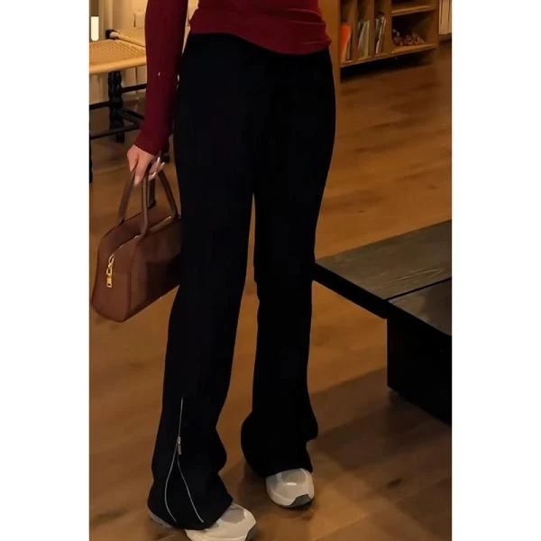 【NO退NO换】鑫燃Kiki 电杆显瘦加绒加厚显腿长微喇长裤 80258 UU