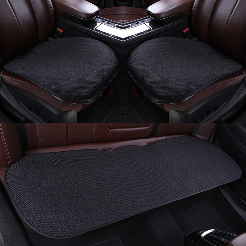 汽车坐垫四季通用坐垫三件套高档亚麻通风透气防滑舒适高级屁垫