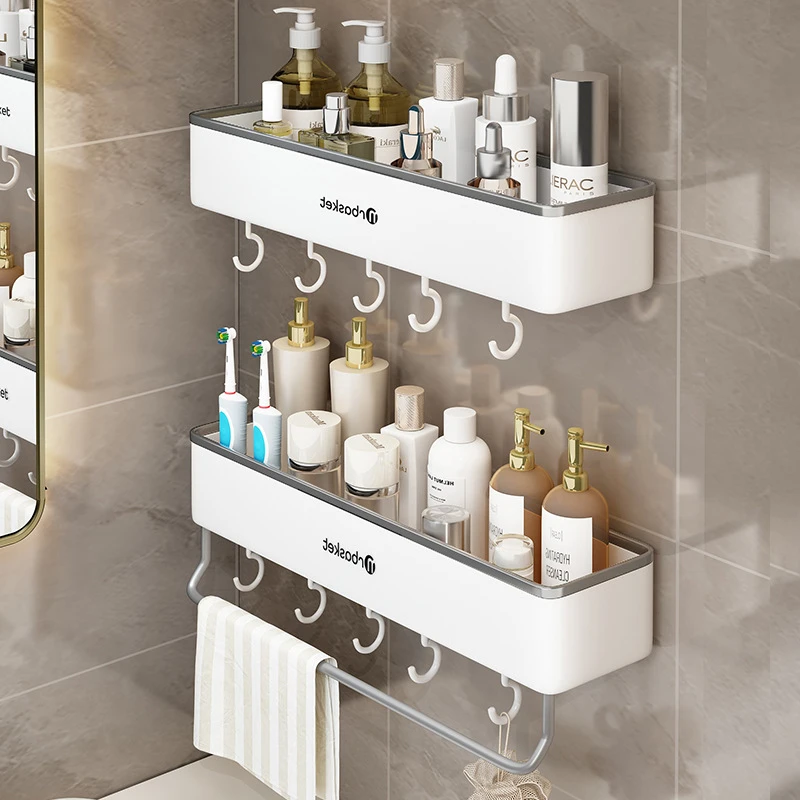 卫生间置物架浴室免打孔壁挂厕所洗手间洗漱台墙上化妆品收纳架子