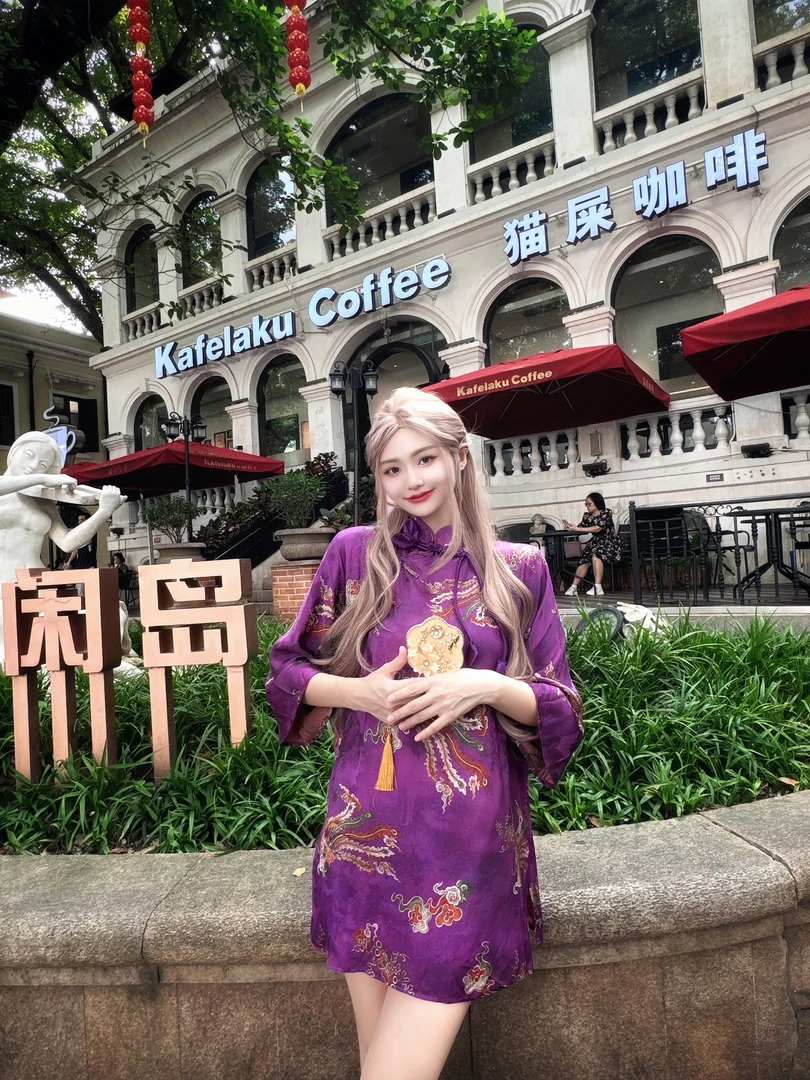 【凤凰于飞】新中式网红气质时尚复古提花女装中国风紫色日常上衣
