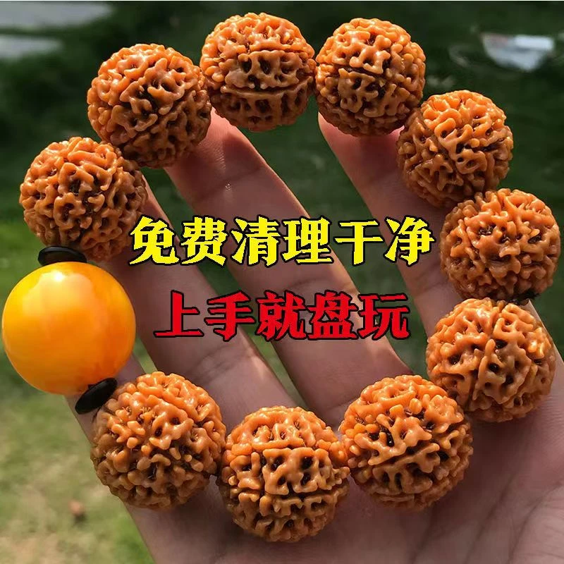 大金刚菩提原生态新籽黄皮金刚手串男士女菩提盘玩佛珠串六七八瓣