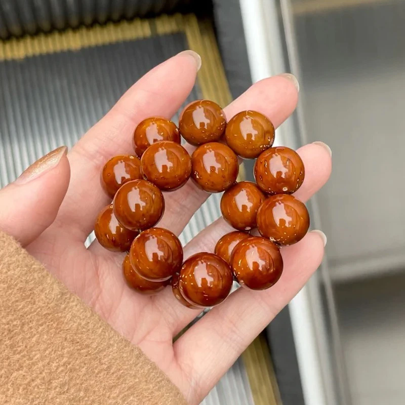 实心紫金鼠光珠绕指柔精选油性菩提正圆老料文玩佛珠男士可盘手串