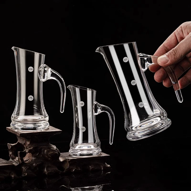 人工吹制水晶玻璃白酒分酒器带刻度100ml小号酒壶洋酒小扎壶饭店