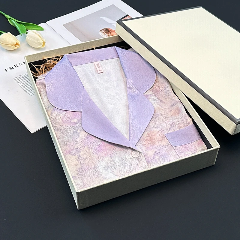 【紫薇花园】2025新款三件套夏季冰丝睡衣女士高级感春秋轻奢家居服