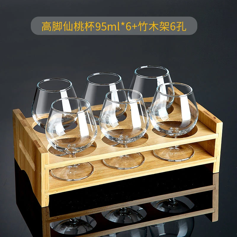 创意高脚仙桃杯二两杯家用透明无铅玻璃小号白酒杯白兰地杯洋酒杯