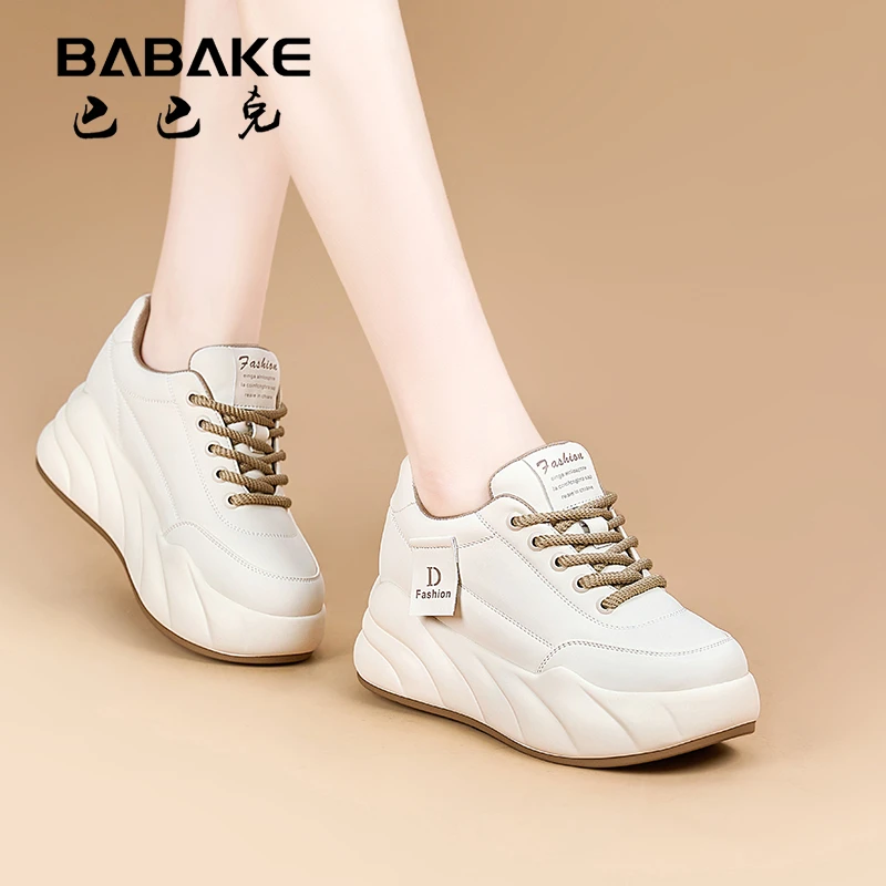 7CM厚底面包小白鞋女款秋冬百搭加绒休闲小个子增高轻奢女鞋5983