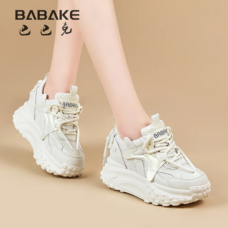 断码特价7cm网面厚底老爹鞋女休闲透气百搭增高小白女鞋BBK5616