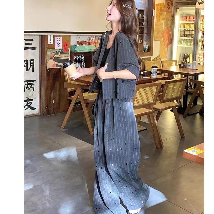 门店599#2024年夏季新款盐系穿搭时尚上衣女炸街西服短袖气质