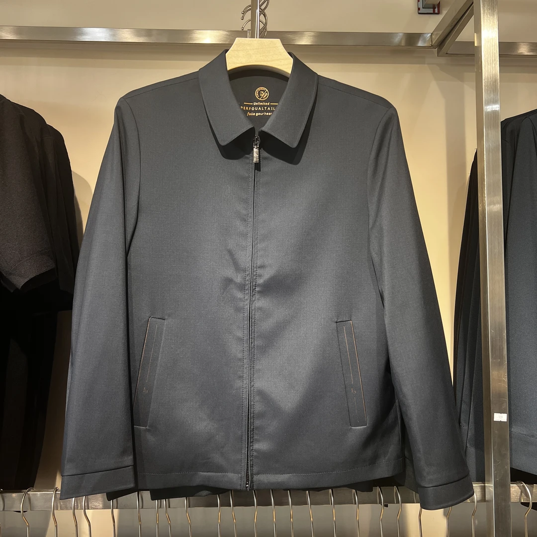 男士藏蓝色商务翻领行政夹克外套