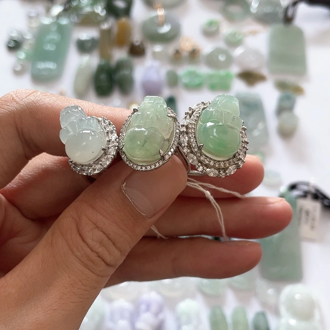 翡翠颈饰银S925镶嵌多样性发一个貔貅戒指