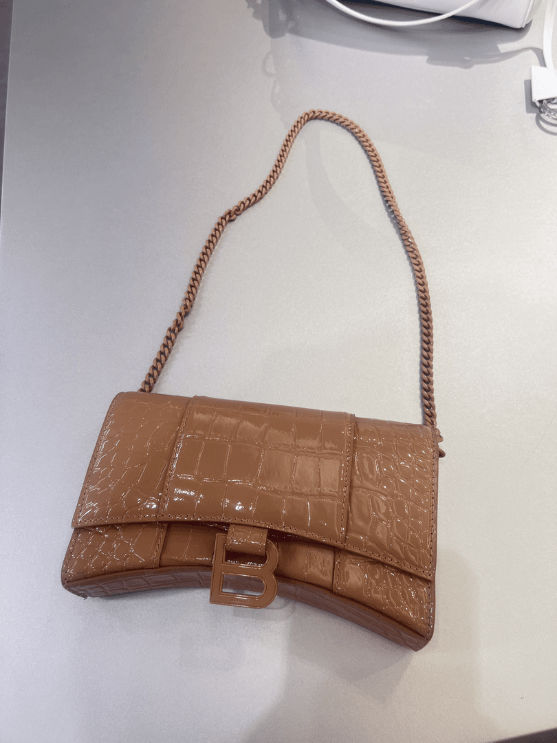 全新未使用 Balenciaga/巴黎世家 巴黎世家鳄鱼压纹肉桂色woc