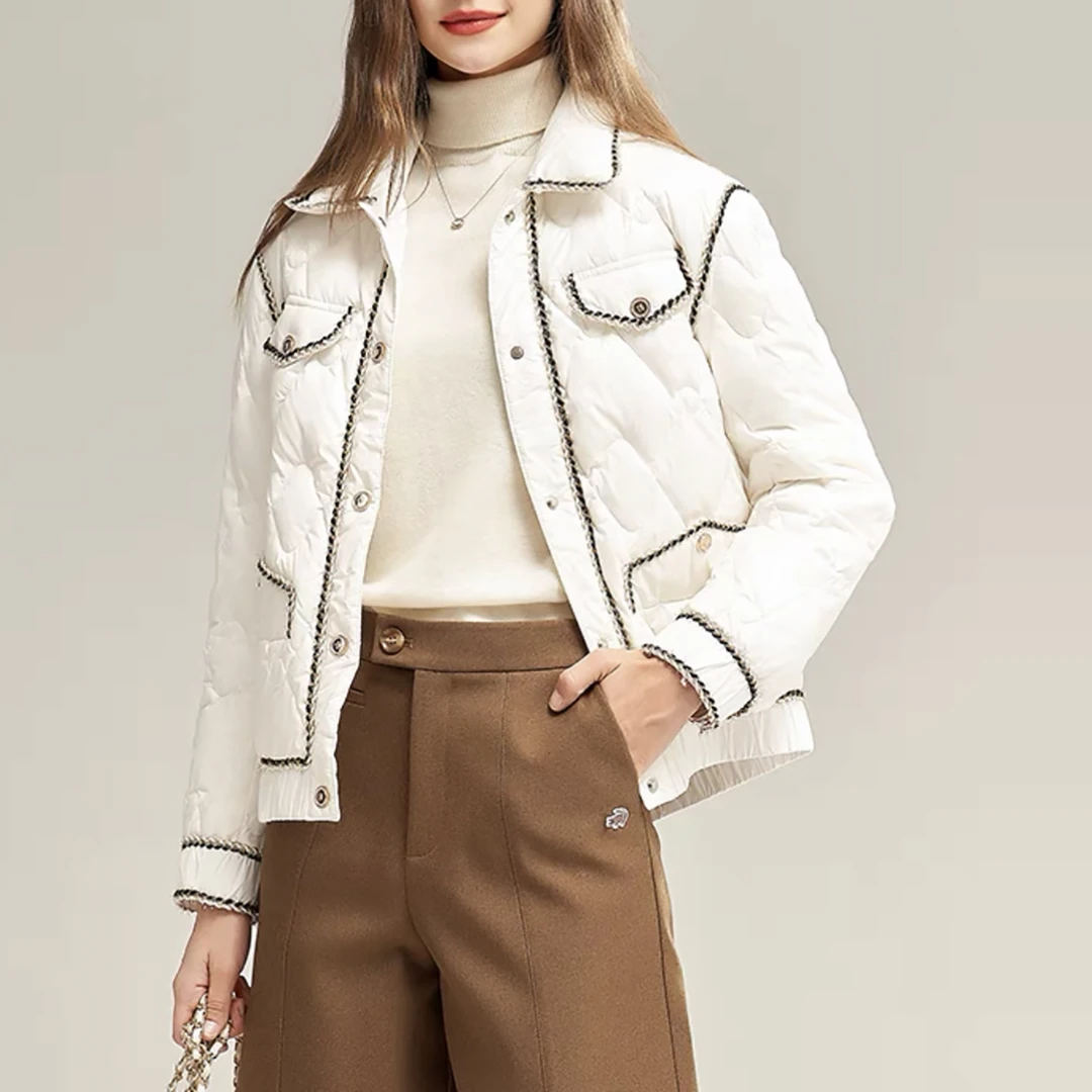 门店在售1499！冬季轻薄翻领小香风羽绒服外套JWH015