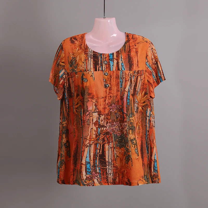 加肥加大码妈妈胖奶奶短袖中老年人夏装肥婆冰丝短袖t衫女装衣服