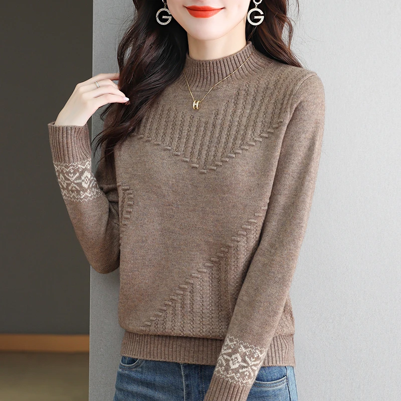 半高领毛衣女秋冬季2023新款爆款洋气内搭加厚上衣羊毛针织打底衫