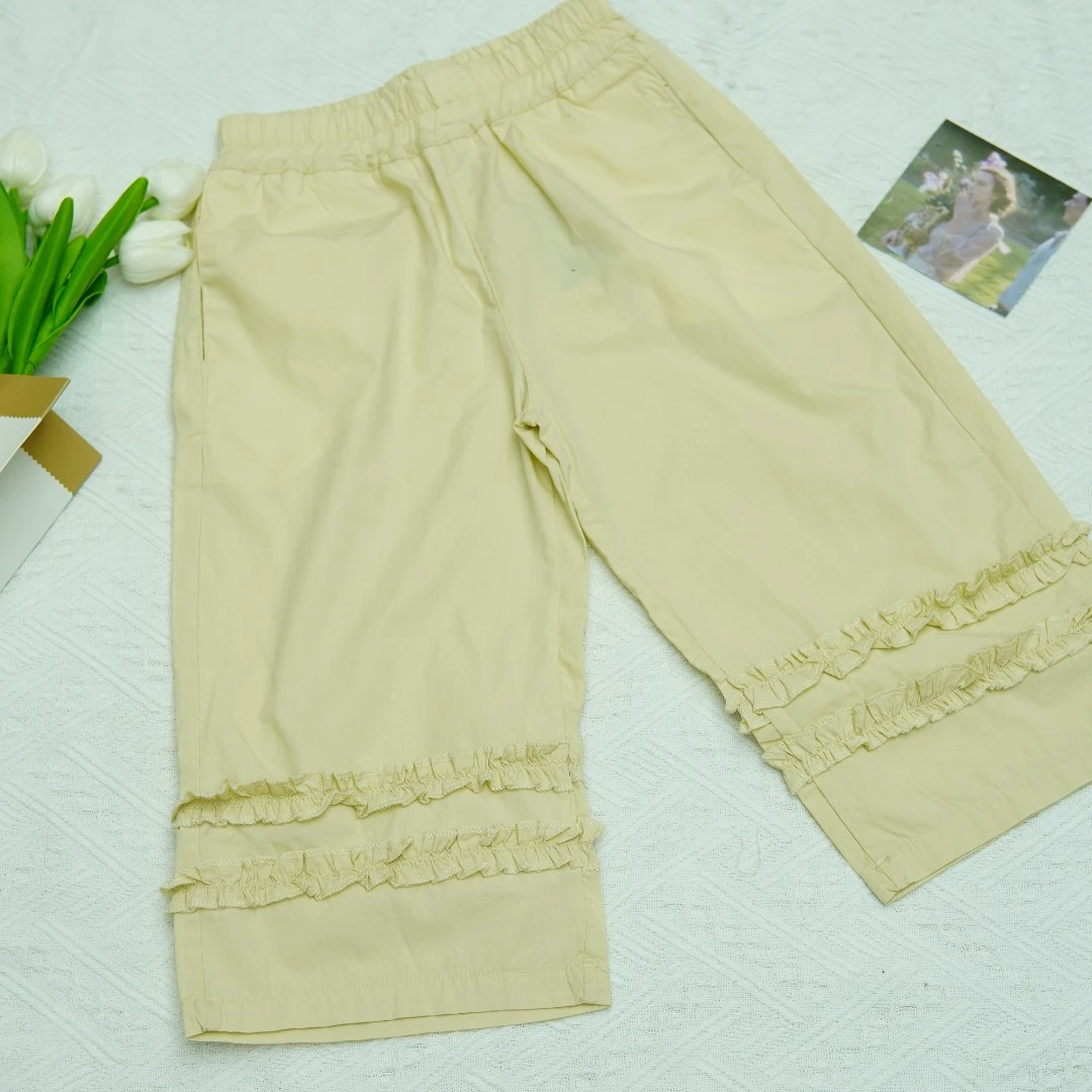 夏季新款花边褶皱休闲裤TP71010
